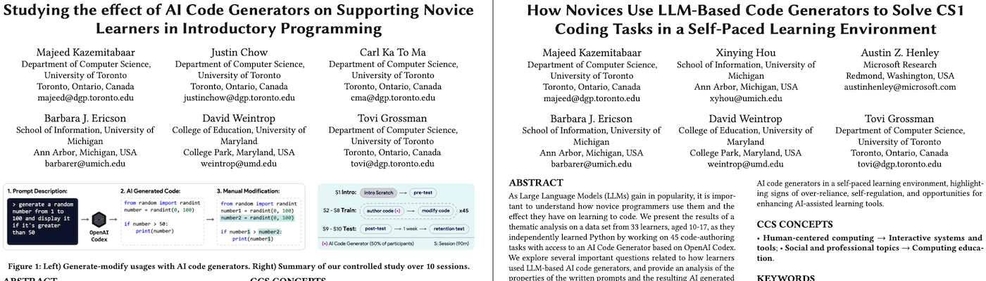 A screenshot of the two research papers described in this post.