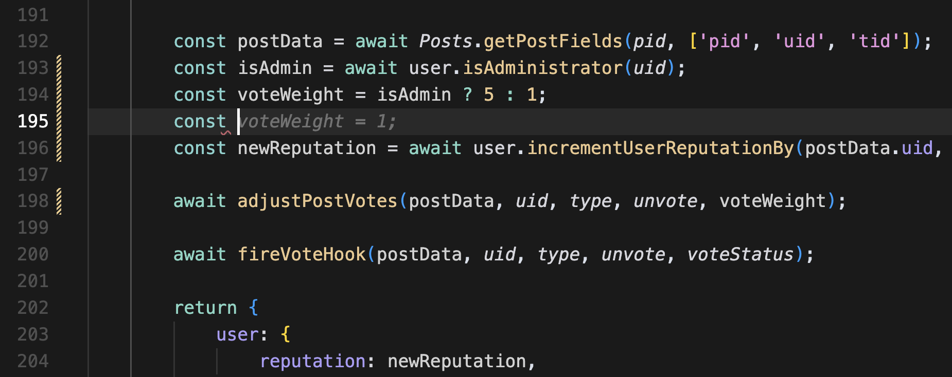 A single-line gray text code suggestion that is redundant.